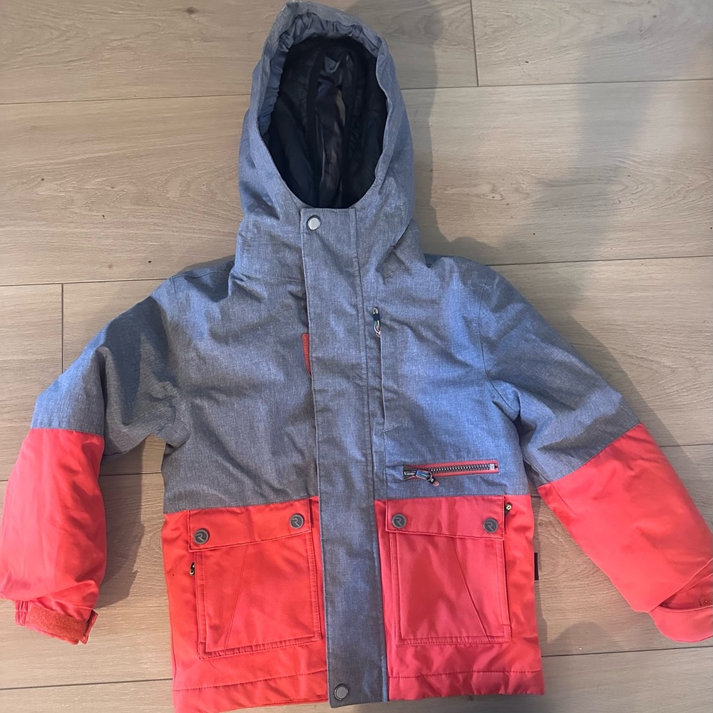 Kids Hooded 3-1 ski/snow jacket in Gray and Orange